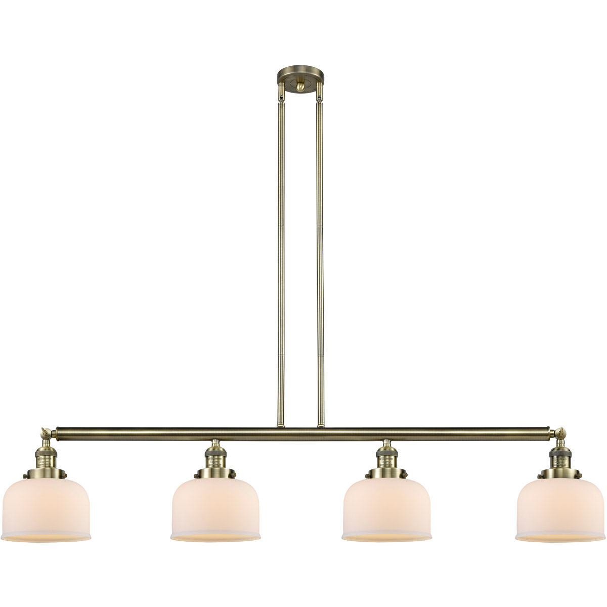 Innovations Lighting 214-AB-G71 Franklin Restoration Large Bell 4 Light 52.63 inch Antique Brass Island Light Ceiling Light in Matte White Glass, Fran
