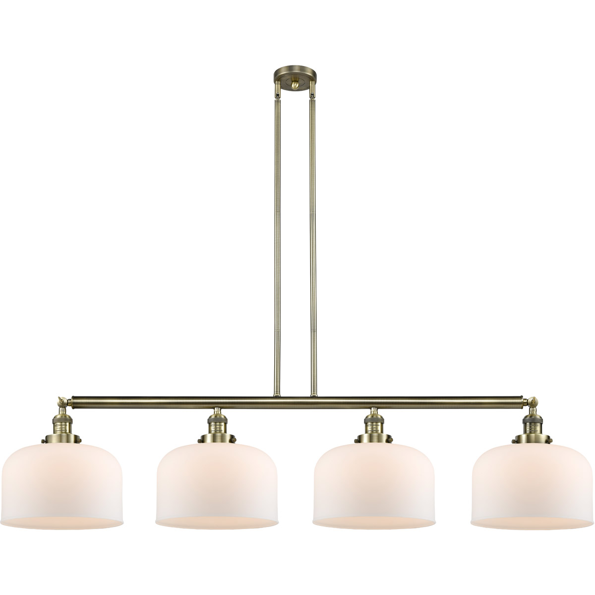 Innovations Lighting 214-AB-G71-L Franklin Restoration X-Large Bell 4 Light 54 inch Antique Brass Island Light Ceiling Light in Matte White Glass, Fra