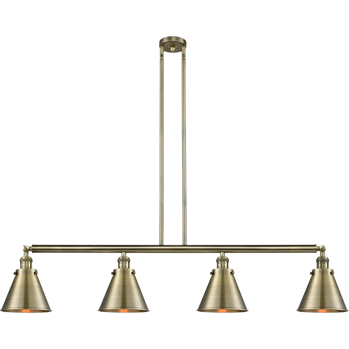 Innovations Lighting 214-AB-M13-AB Franklin Restoration Appalachian 4 Light 52 inch Antique Brass Island Light Ceiling Light, Franklin Restoration