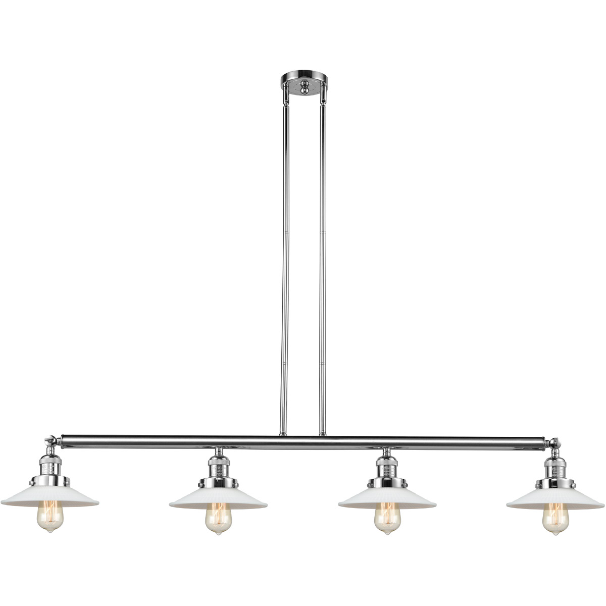 Innovations Lighting 214-PC-G1 Franklin Restoration Halophane 4 Light 53.13 inch Polished Chrome Island Light Ceiling Light in Matte White Halophane G