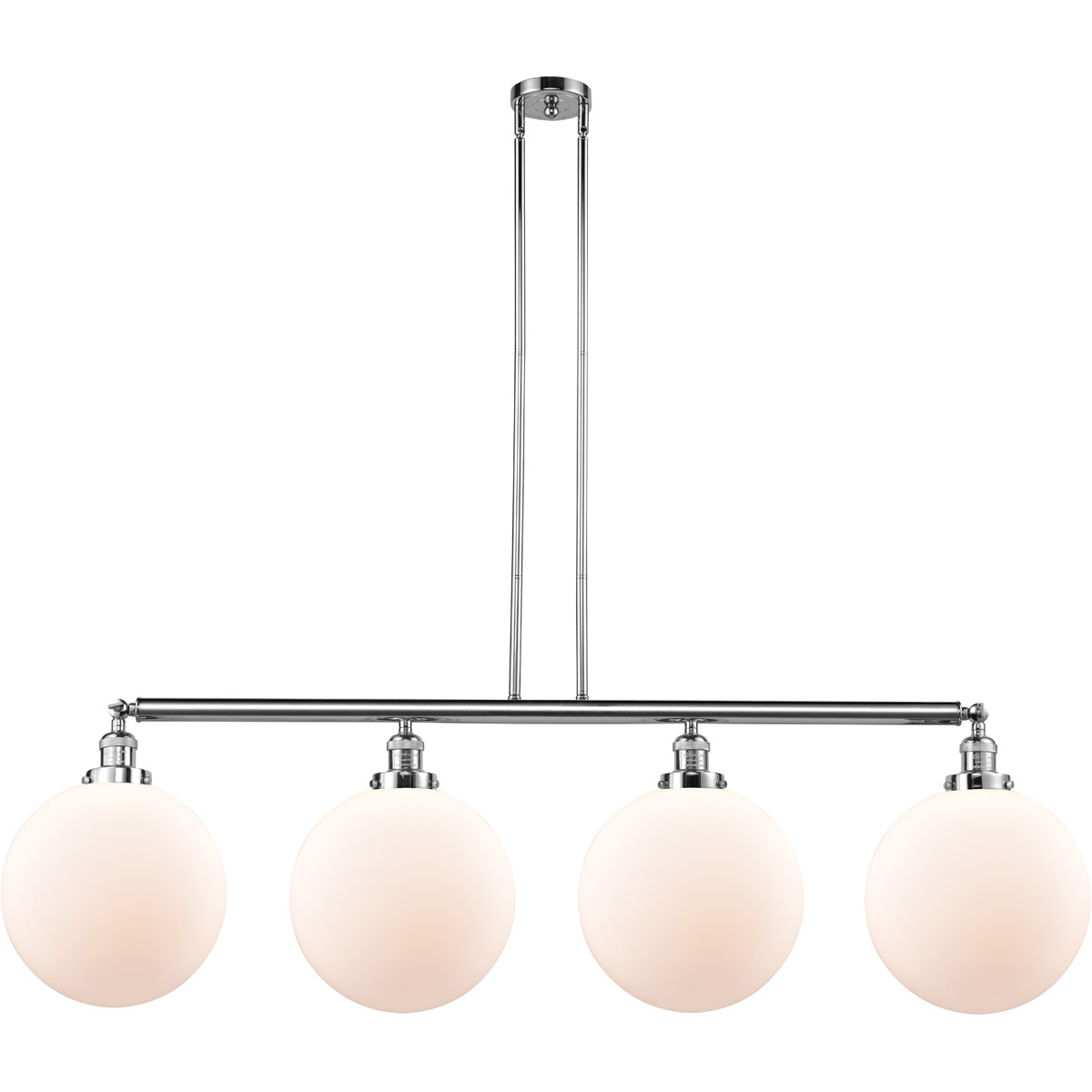Innovations Lighting 214-PC-G201-12 Franklin Restoration XX-Large Beacon 4 Light 56 inch Polished Chrome Island Light Ceiling Light in Matte White Gla