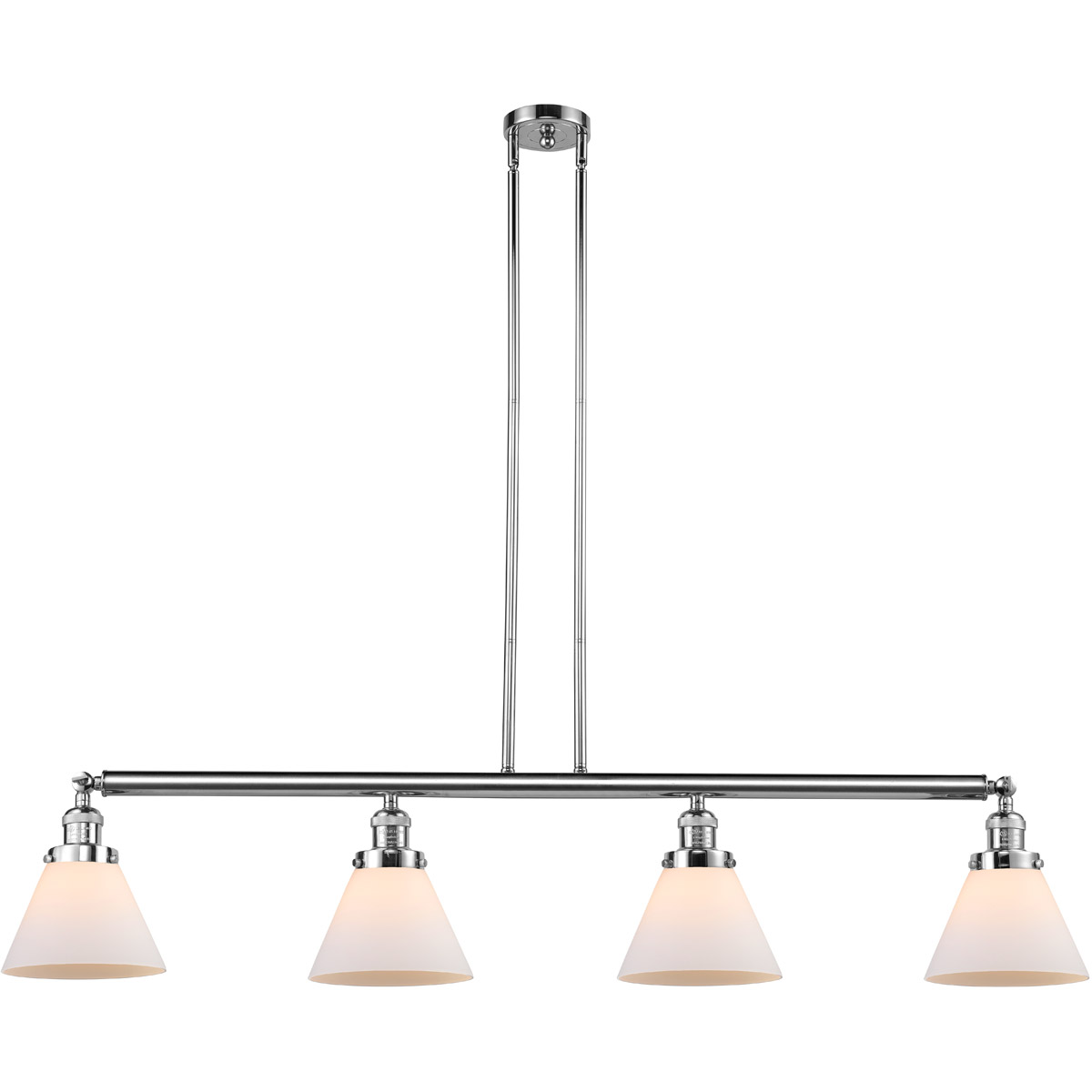 Innovations Lighting 214-PC-G41 Franklin Restoration Large Cone 4 Light 52.38 inch Polished Chrome Island Light Ceiling Light in Matte White Glass, Fr