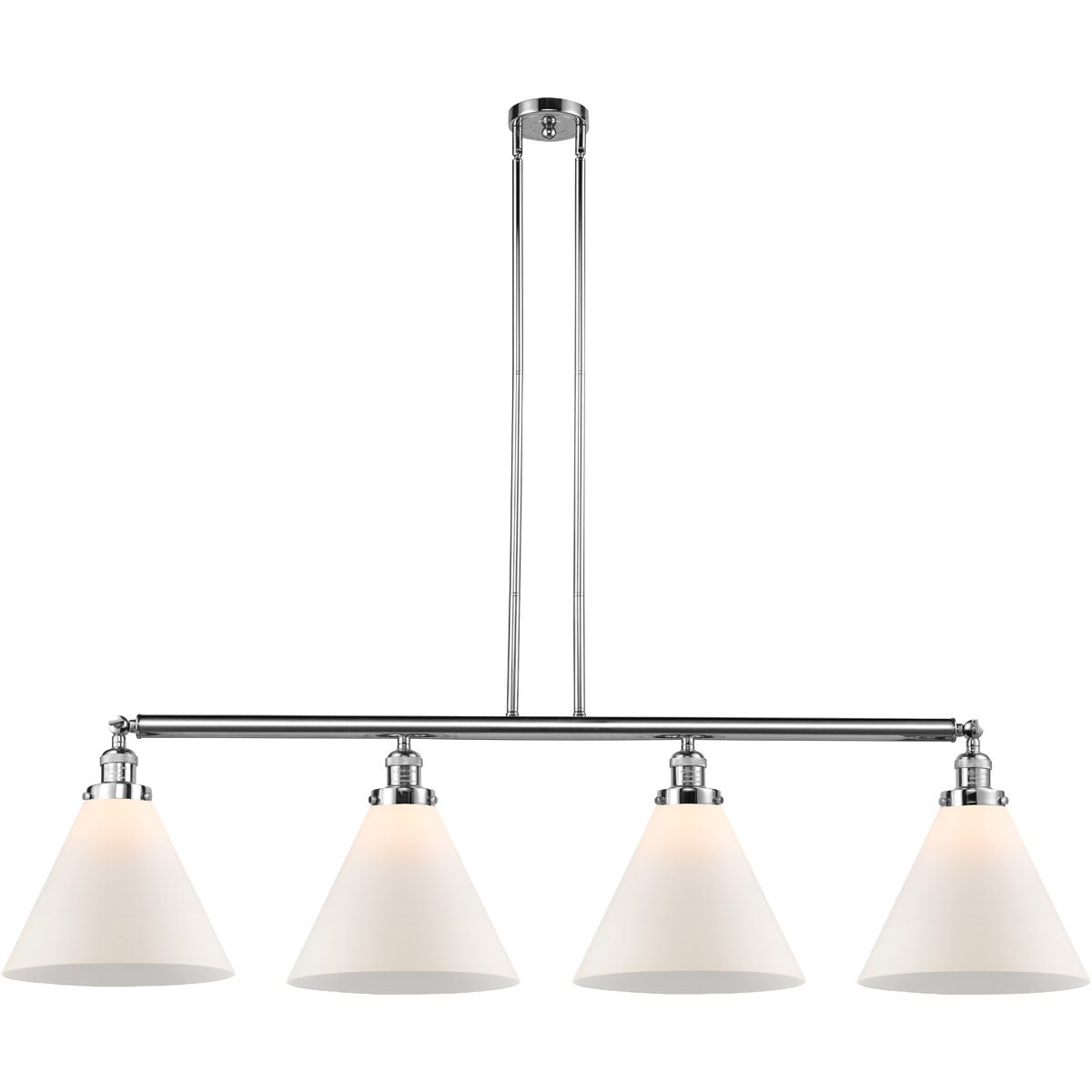 Innovations Lighting 214-PC-G41-L Franklin Restoration X-Large Cone 4 Light 56 inch Polished Chrome Island Light Ceiling Light in Matte White Glass, F