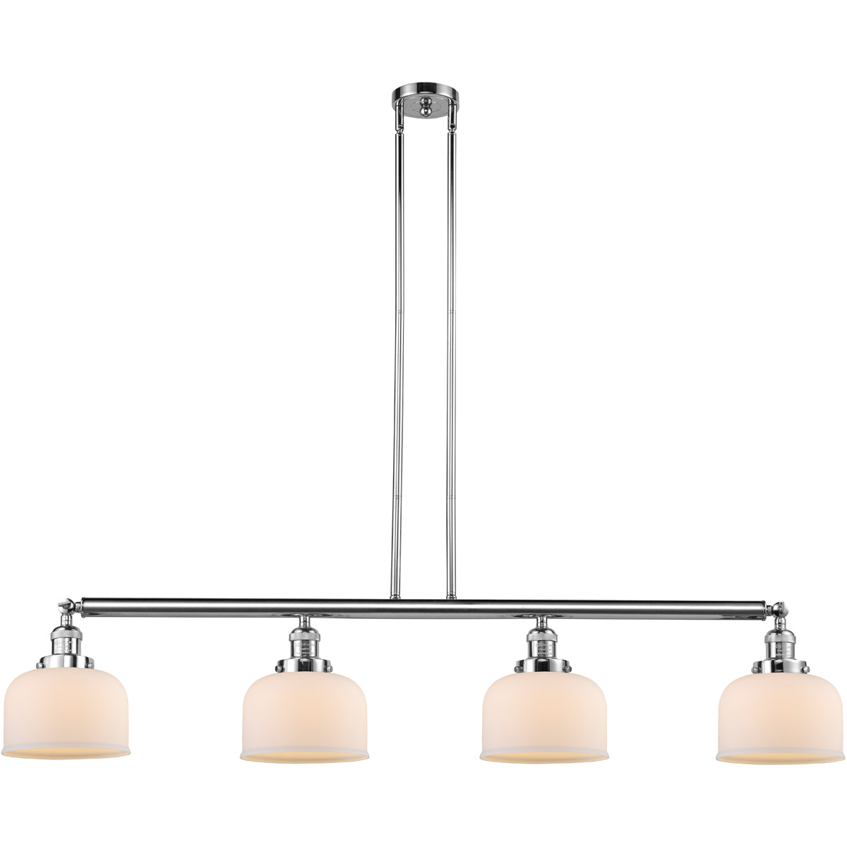 Innovations Lighting 214-PC-G71-LED Franklin Restoration Large Bell LED 52.63 inch Polished Chrome Island Light Ceiling Light in Matte White Glass, Fr