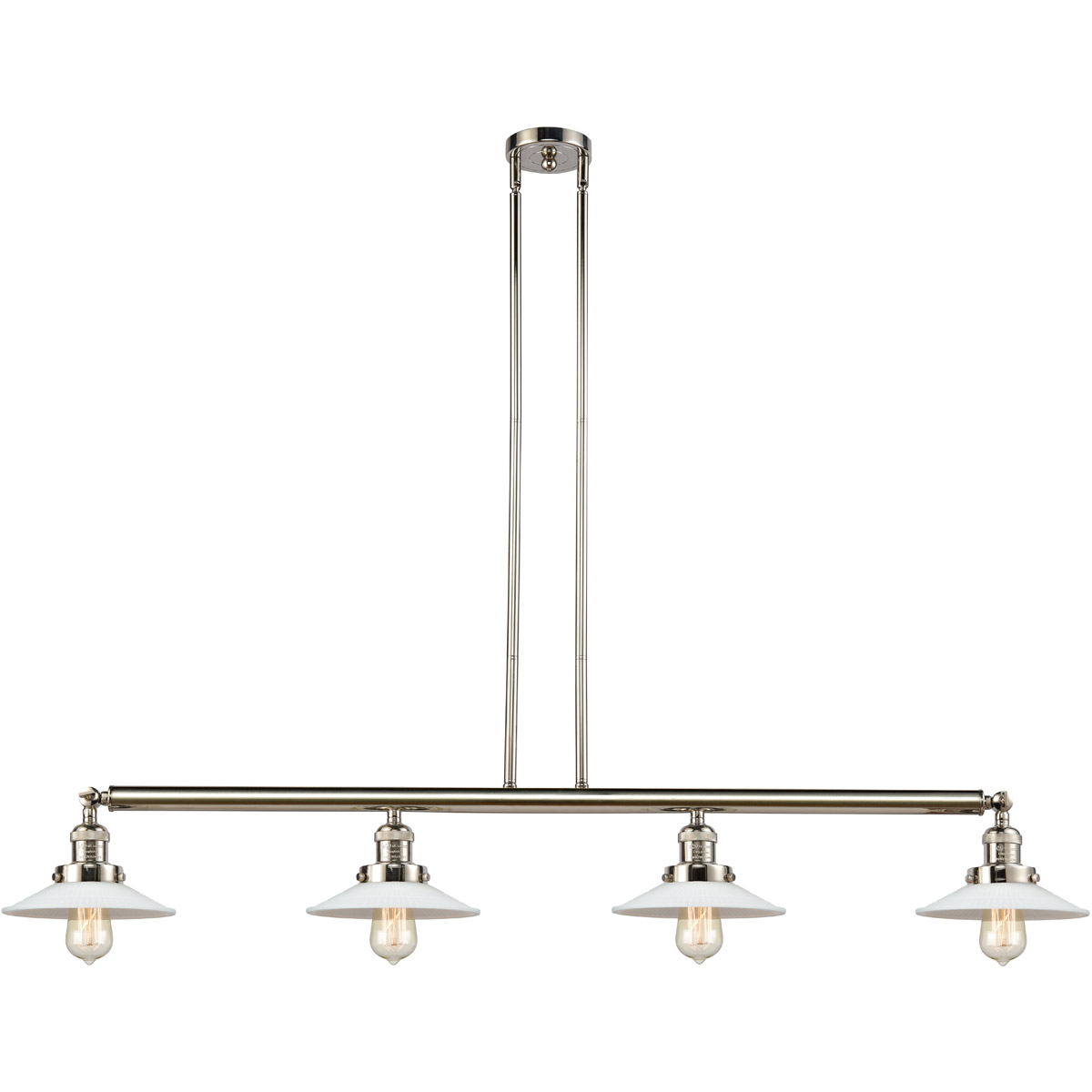 Innovations Lighting 214-PN-G1 Franklin Restoration Halophane 4 Light 53.13 inch Polished Nickel Island Light Ceiling Light in Matte White Halophane G