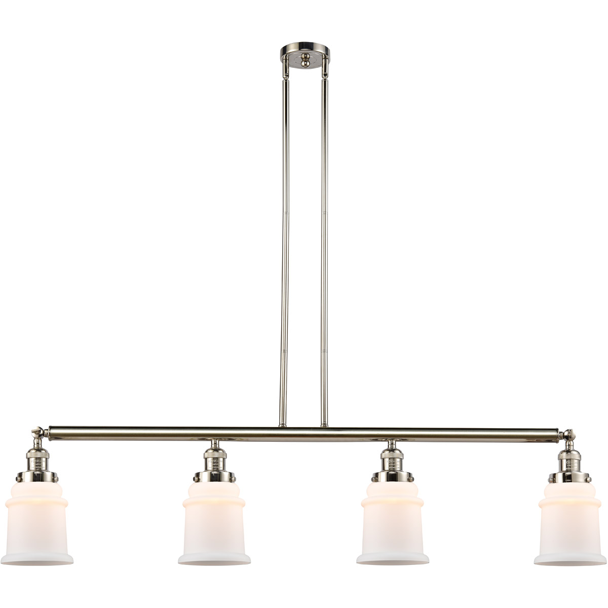 Innovations Lighting 214-PN-G181 Franklin Restoration Canton 4 Light 50.63 inch Polished Nickel Island Light Ceiling Light in Matte White Glass, Frank