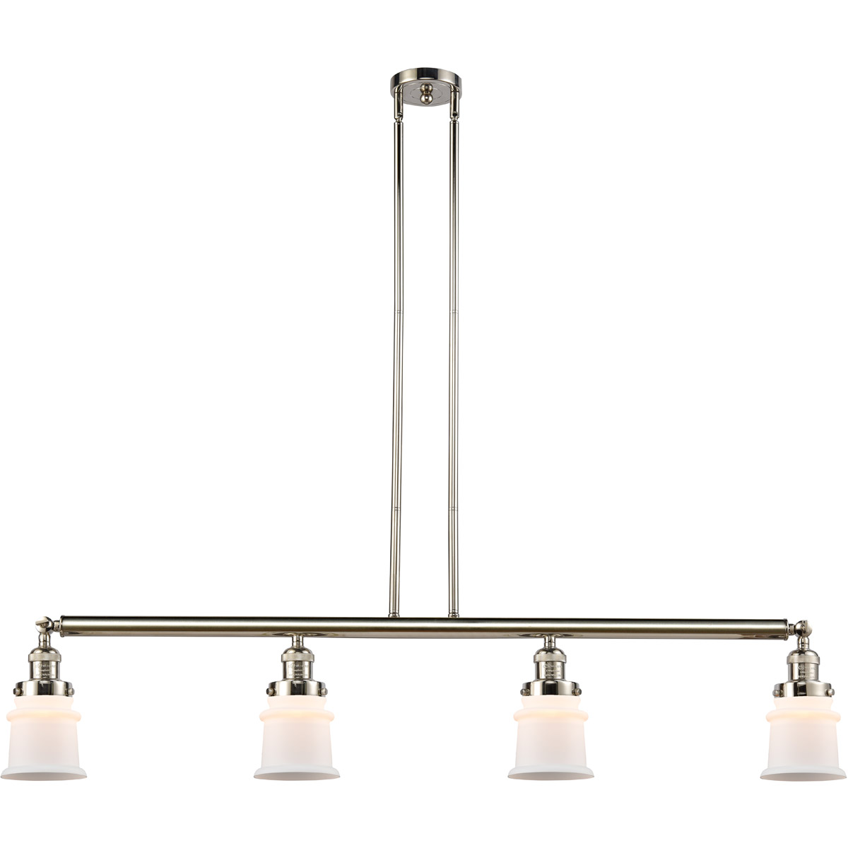 Innovations Lighting 214-PN-G181S Franklin Restoration Small Canton 4 Light 50.63 inch Polished Nickel Island Light Ceiling Light in Matte White Glass