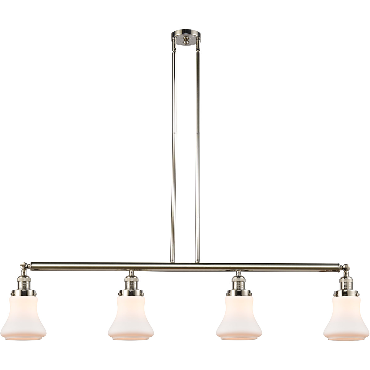 Innovations Lighting 214-PN-G191 Franklin Restoration Bellmont 4 Light 50.88 inch Polished Nickel Island Light Ceiling Light in Matte White Glass, Fra