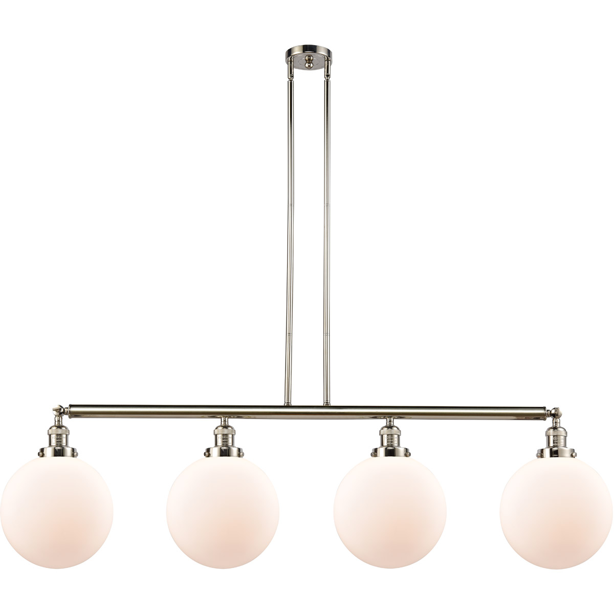 Innovations Lighting 214-PN-G201-10 Franklin Restoration X-Large Beacon 4 Light 54 inch Polished Nickel Island Light Ceiling Light in Matte White Glas