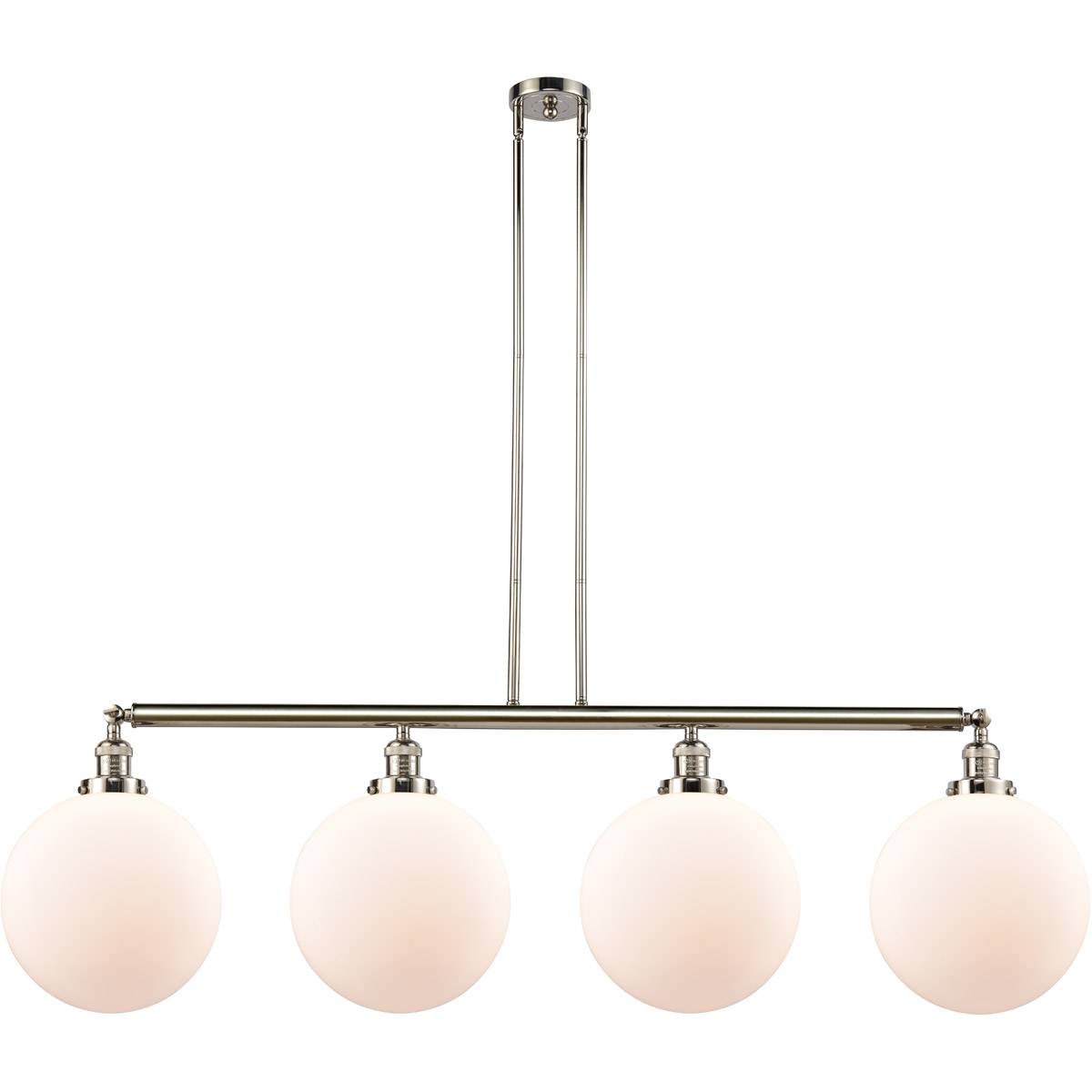 Innovations Lighting 214-PN-G201-12 Franklin Restoration XX-Large Beacon 4 Light 56 inch Polished Nickel Island Light Ceiling Light in Matte White Gla