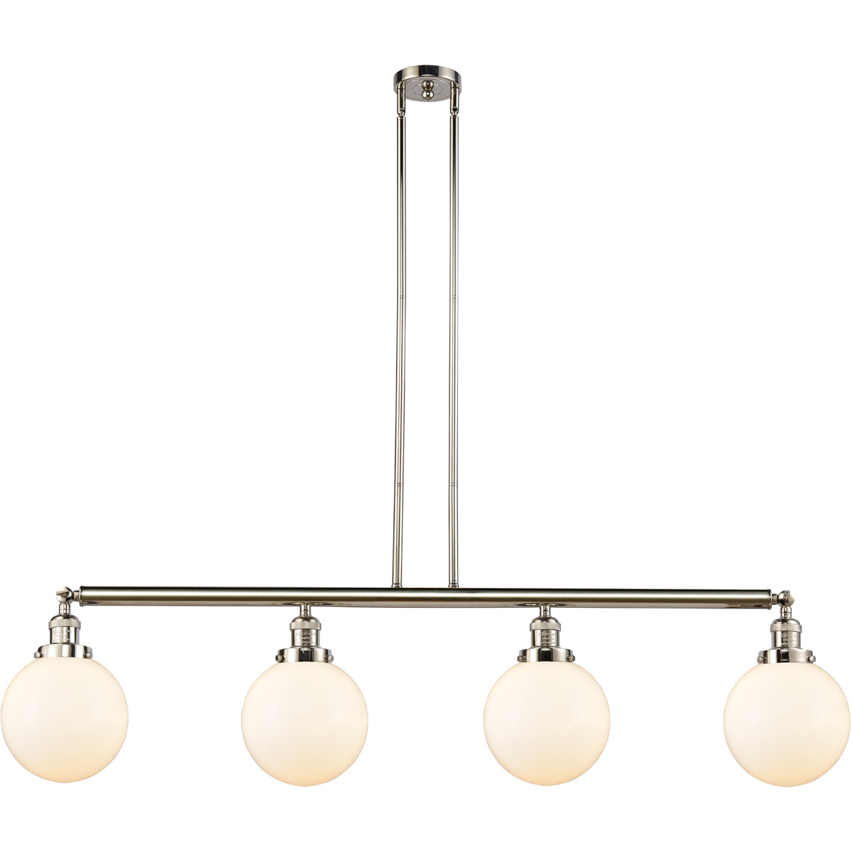Innovations Lighting 214-PN-G201-8 Franklin Restoration Large Beacon 4 Light 52.63 inch Polished Nickel Island Light Ceiling Light in Matte White Glas