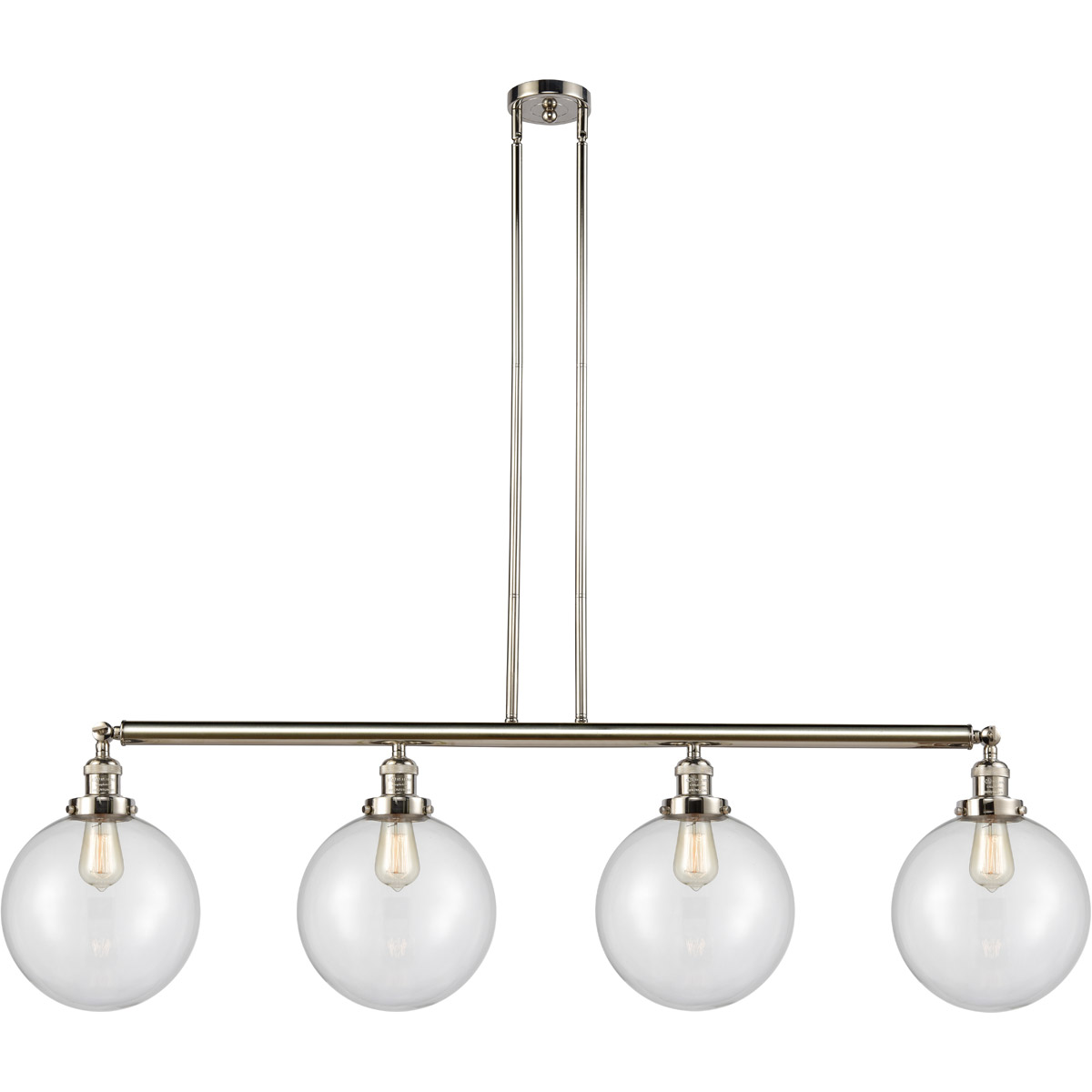 Innovations Lighting 214-PN-G202-10 Franklin Restoration X-Large Beacon 4 Light 54 inch Polished Nickel Island Light Ceiling Light in Clear Glass, Fra