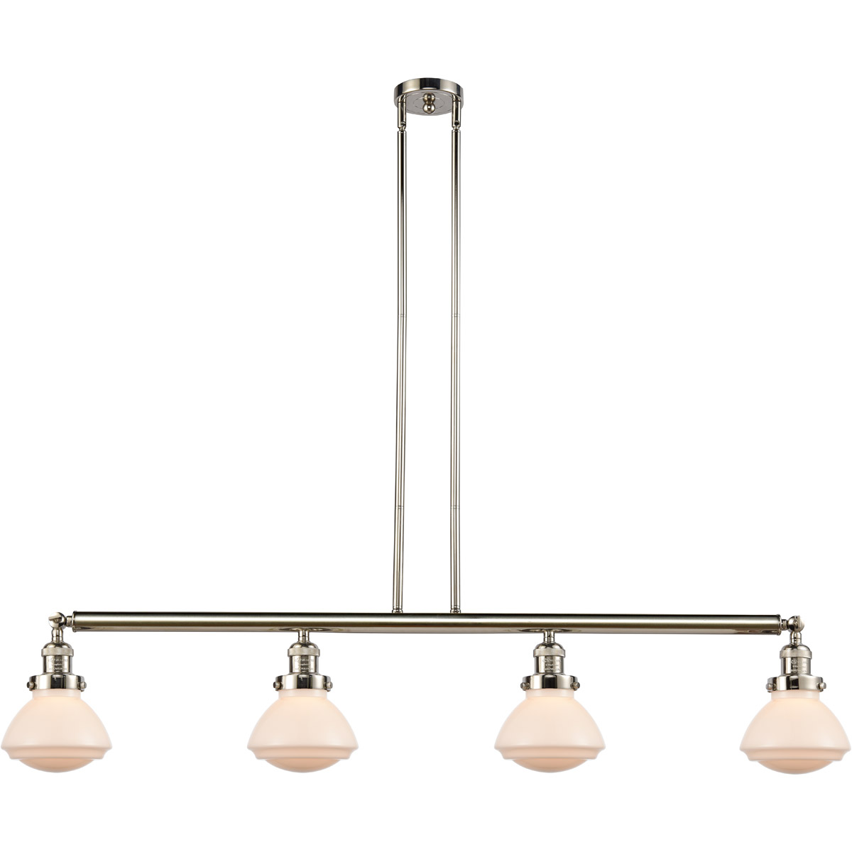 Innovations Lighting 214-PN-G321 Franklin Restoration Olean 4 Light 51.38 inch Polished Nickel Island Light Ceiling Light in Matte White Glass, Frankl