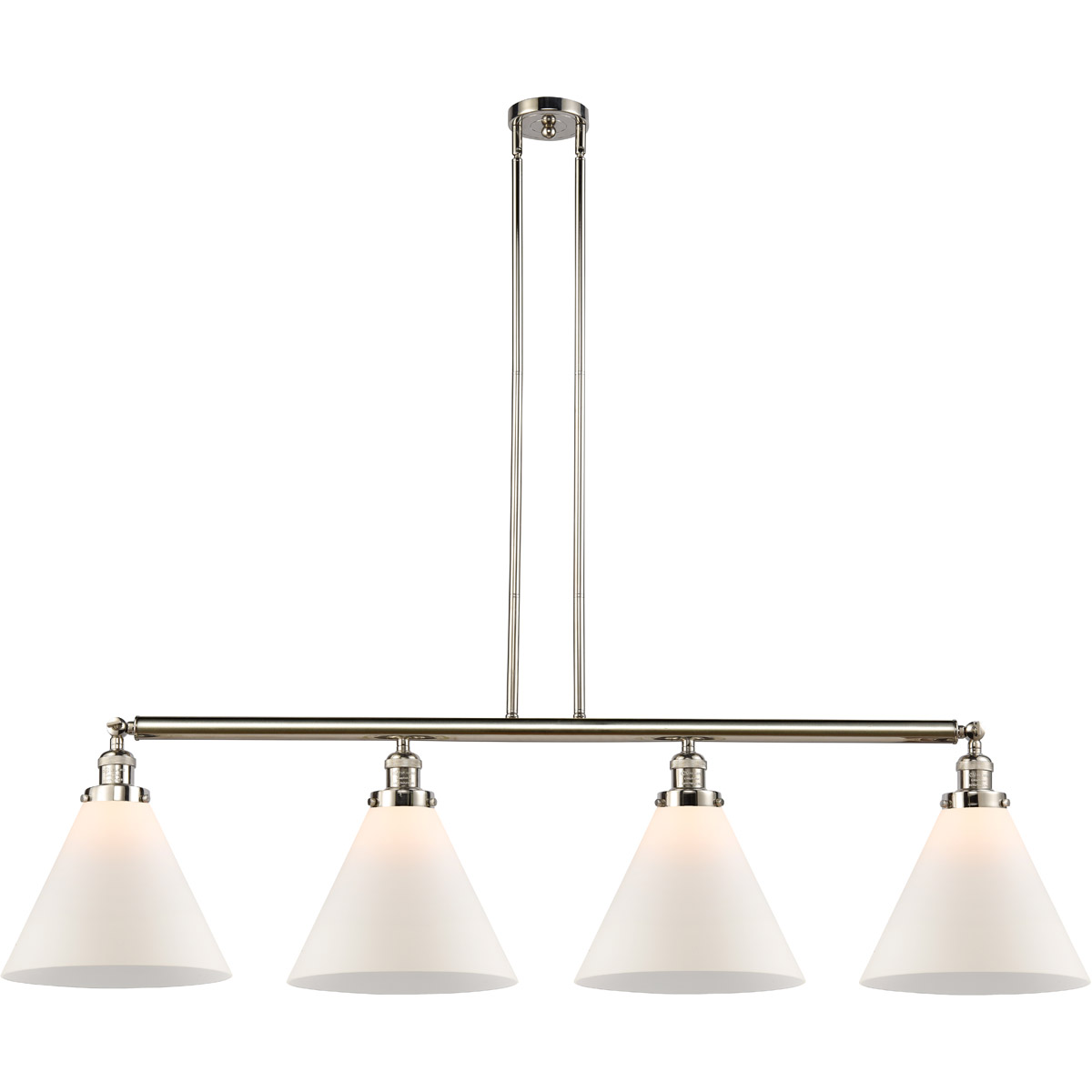 Innovations Lighting 214-PN-G41-L Franklin Restoration X-Large Cone 4 Light 56 inch Polished Nickel Island Light Ceiling Light in Matte White Glass, F