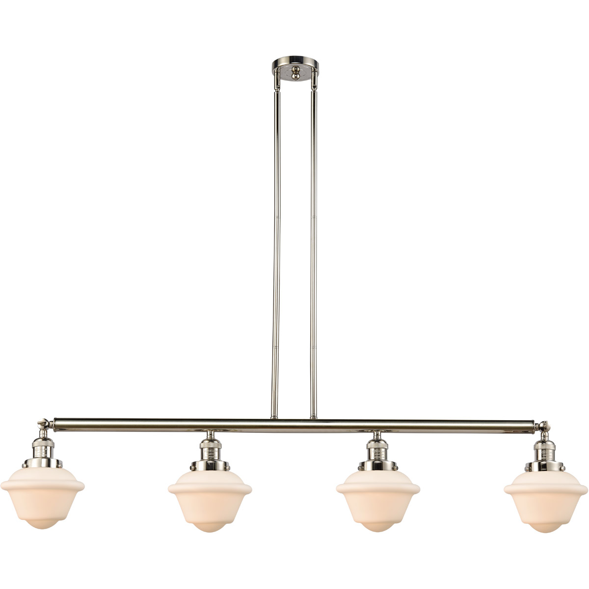 Innovations Lighting 214-PN-G531 Franklin Restoration Small Oxford 4 Light 52.13 inch Polished Nickel Island Light Ceiling Light in Matte White Glass,