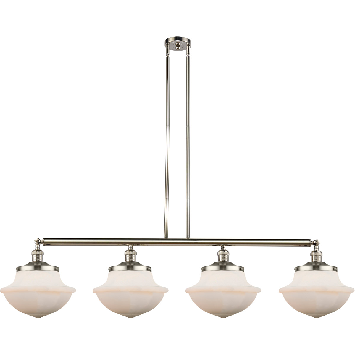 Innovations Lighting 214-PN-G541 Franklin Restoration Large Oxford 4 Light 54 inch Polished Nickel Island Light Ceiling Light in Matte White Glass, Fr