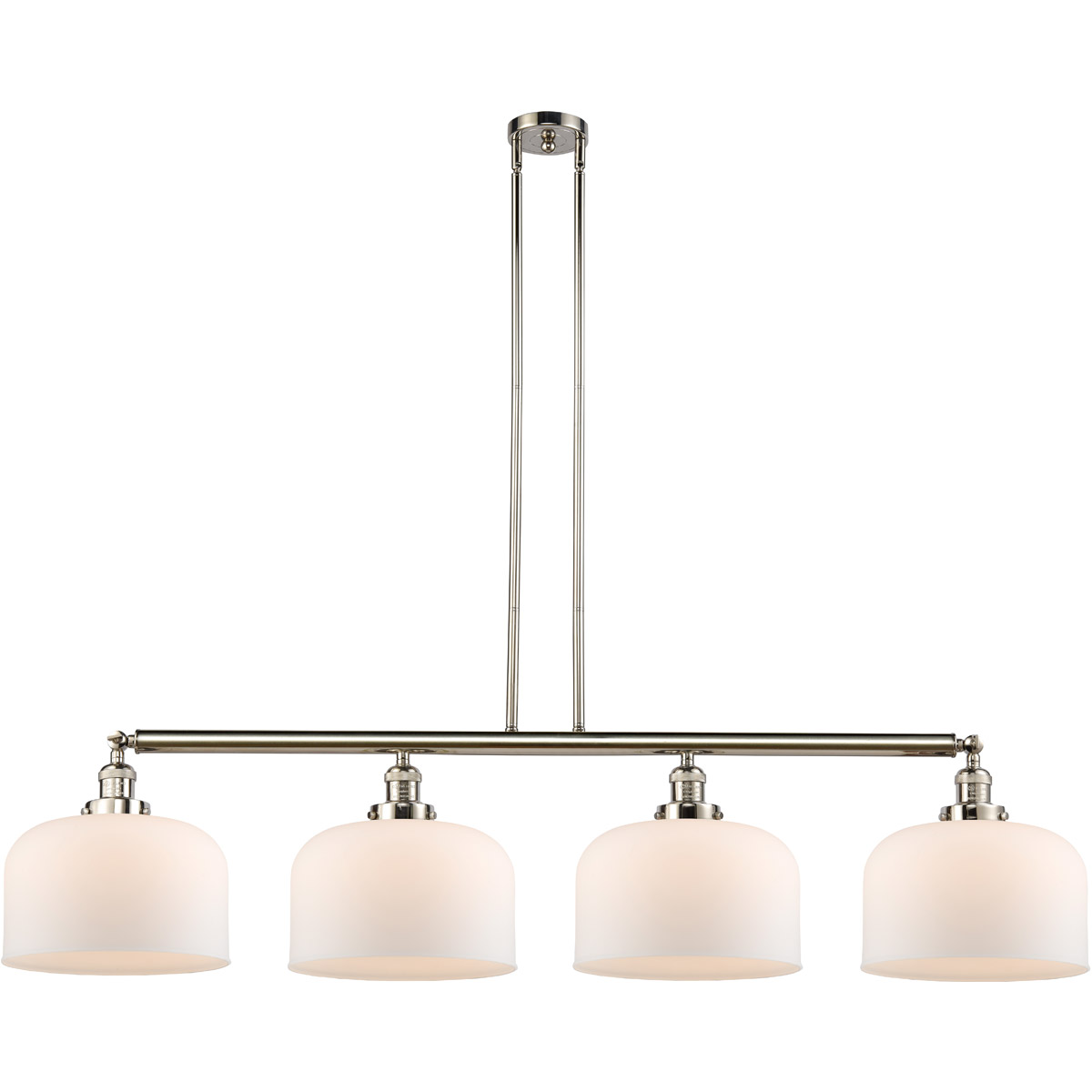 Innovations Lighting 214-PN-G71-L Franklin Restoration X-Large Bell 4 Light 54 inch Polished Nickel Island Light Ceiling Light in Matte White Glass, F