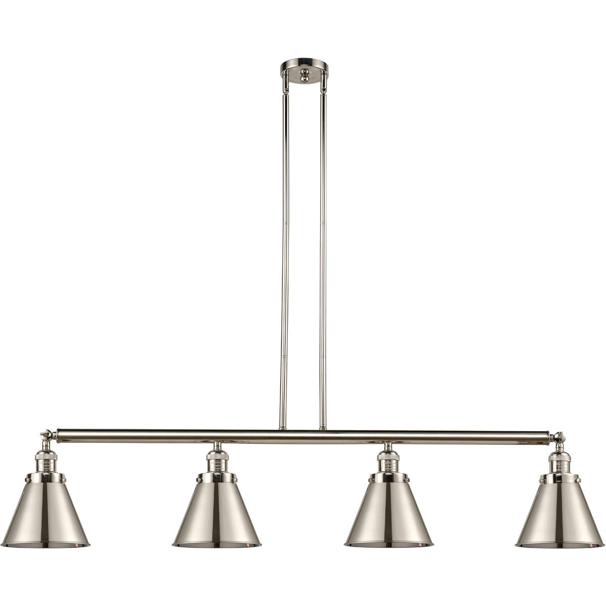 Innovations Lighting 214-PN-M13-PN Franklin Restoration Appalachian 4 Light 52 inch Polished Nickel Island Light Ceiling Light, Franklin Restoration