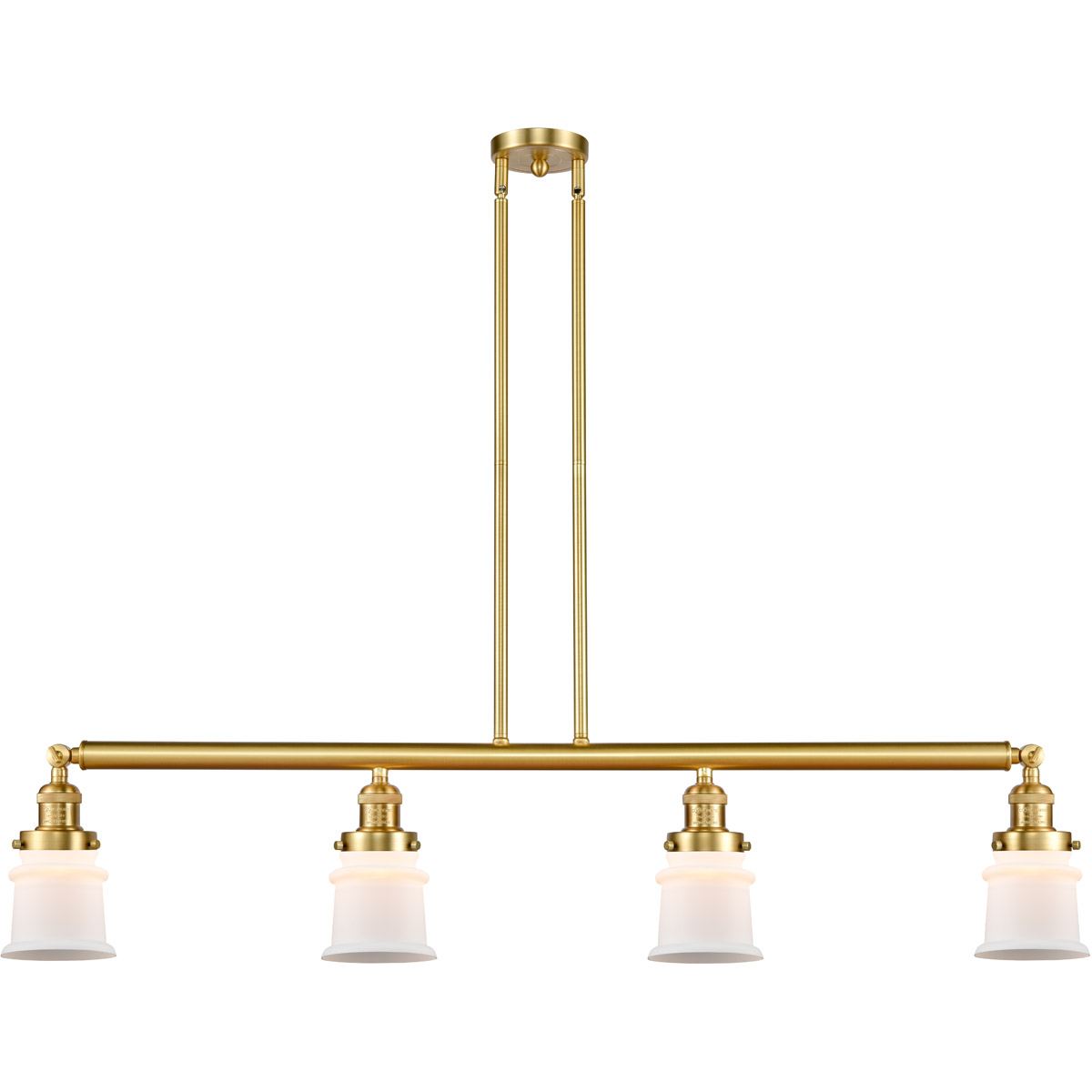Innovations Lighting 214-AB-G181S Franklin Restoration Small Canton 4 Light 50.63 inch Antique Brass Island Light Ceiling Light in Matte White Glass,
