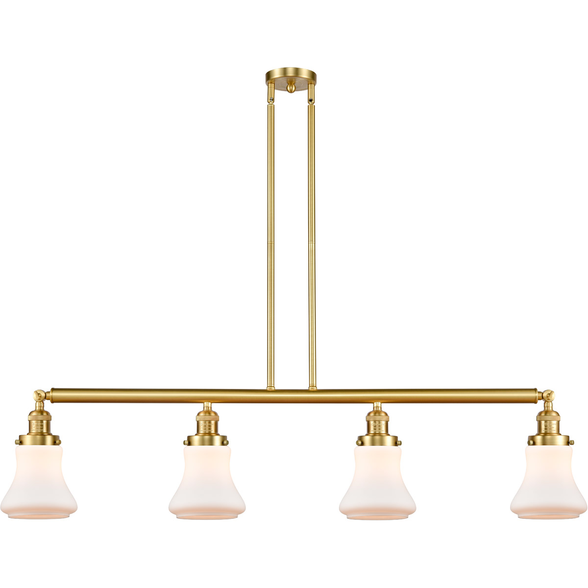 Innovations Lighting 214-AB-G191 Franklin Restoration Bellmont 4 Light 50.88 inch Antique Brass Island Light Ceiling Light in Matte White Glass, Frank