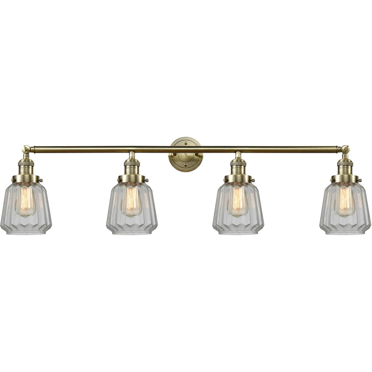 Innovations Lighting 215-AB-G142-LED Franklin Restoration Chatham LED 42 inch Antique Brass Bath Vanity Light Wall Light in Clear Glass, Franklin Rest