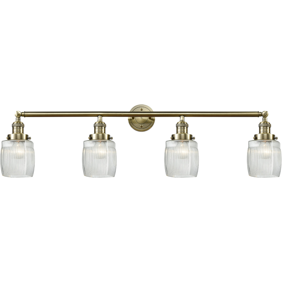 Innovations Lighting 215-AB-G302 Franklin Restoration Colton 4 Light 42 inch Antique Brass Bath Vanity Light Wall Light in Incandescent, Clear Halopha