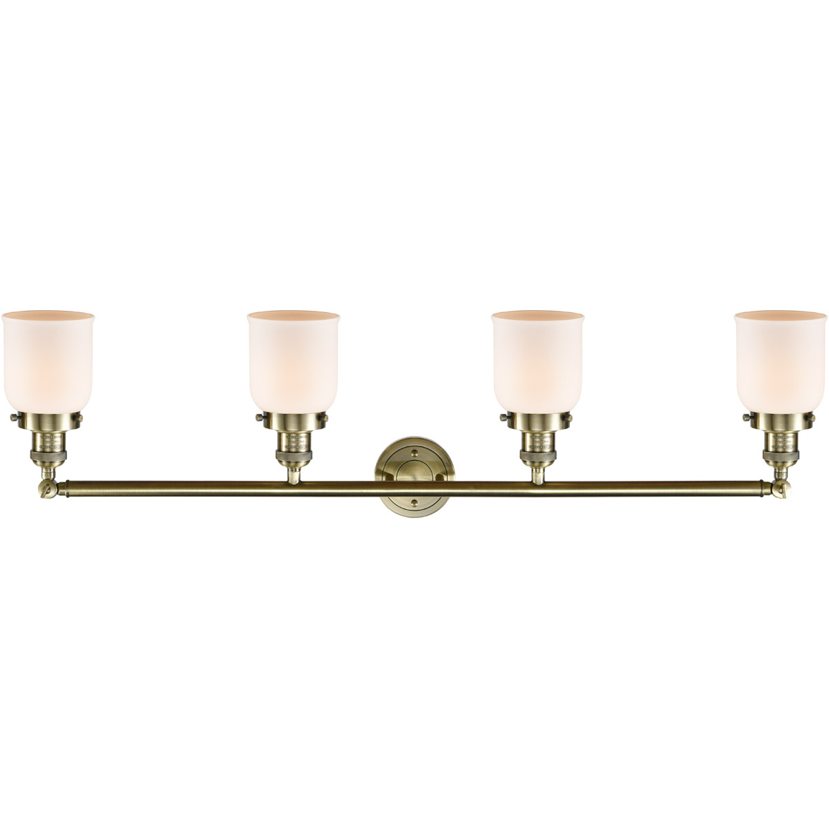 Innovations Lighting 215-AB-G51 Franklin Restoration Small Bell 4 Light 42 inch Antique Brass Bath Vanity Light Wall Light in Incandescent, Matte Whit