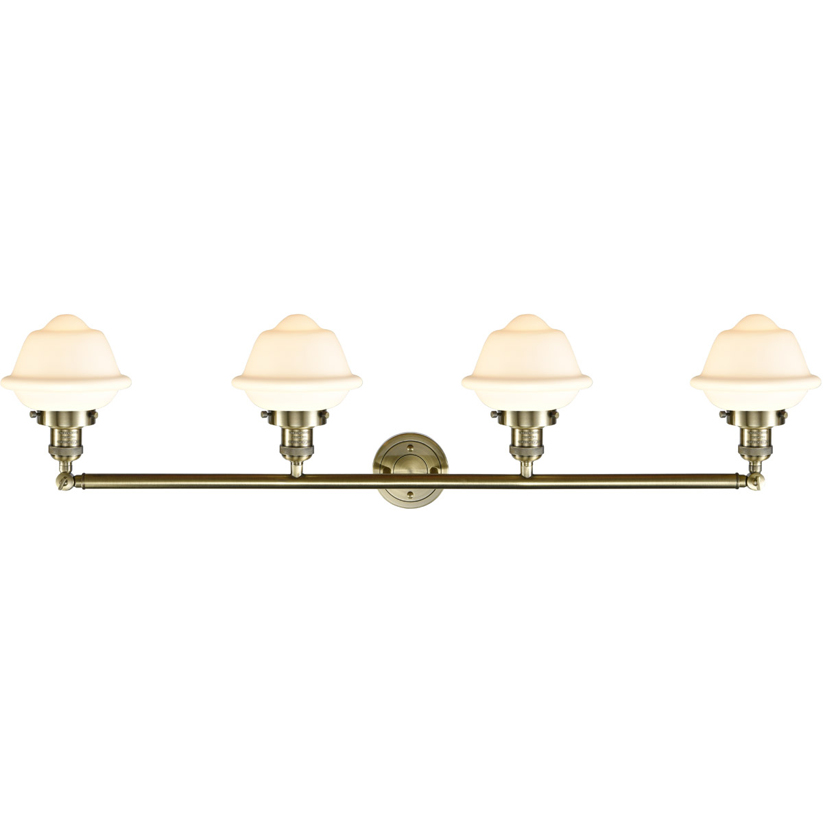Innovations Lighting 215-AB-G531 Franklin Restoration Small Oxford 4 Light 46 inch Antique Brass Bath Vanity Light Wall Light in Incandescent, Matte W