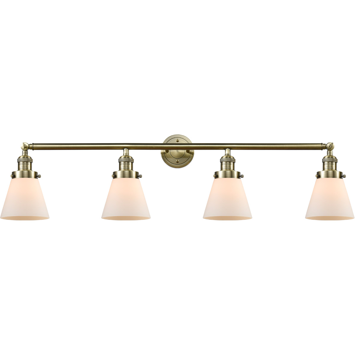 Innovations Lighting 215-AB-G61-LED Franklin Restoration Small Cone LED 42.25 inch Antique Brass Bath Vanity Light Wall Light in Matte White Glass, Fr
