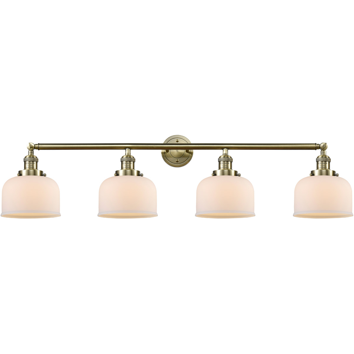 Innovations Lighting 215-AB-G71 Franklin Restoration Large Bell 4 Light 44 inch Antique Brass Bath Vanity Light Wall Light in Incandescent, Matte Whit