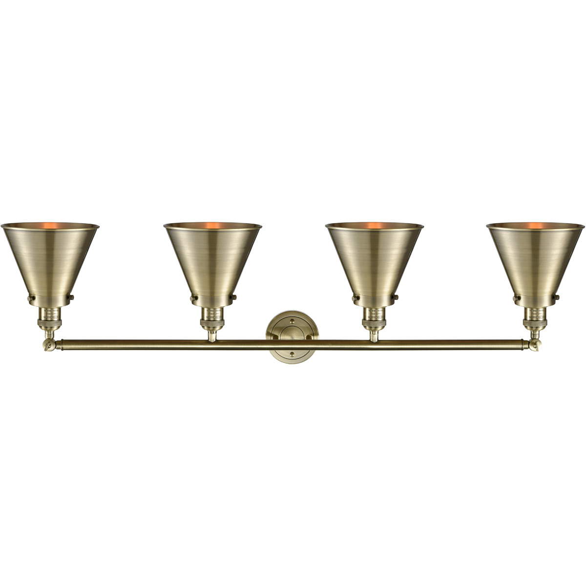 Innovations Lighting 215-AB-M13-AB Franklin Restoration Appalachian 4 Light 44 inch Antique Brass Bath Vanity Light Wall Light in Incandescent, Frankl