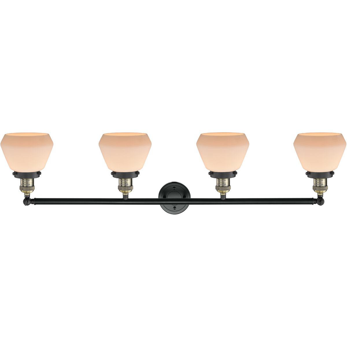 Innovations Lighting 215-BAB-G171 Franklin Restoration Fulton 4 Light 43 inch Black Antique Brass Bath Vanity Light Wall Light in Matte White Glass, F