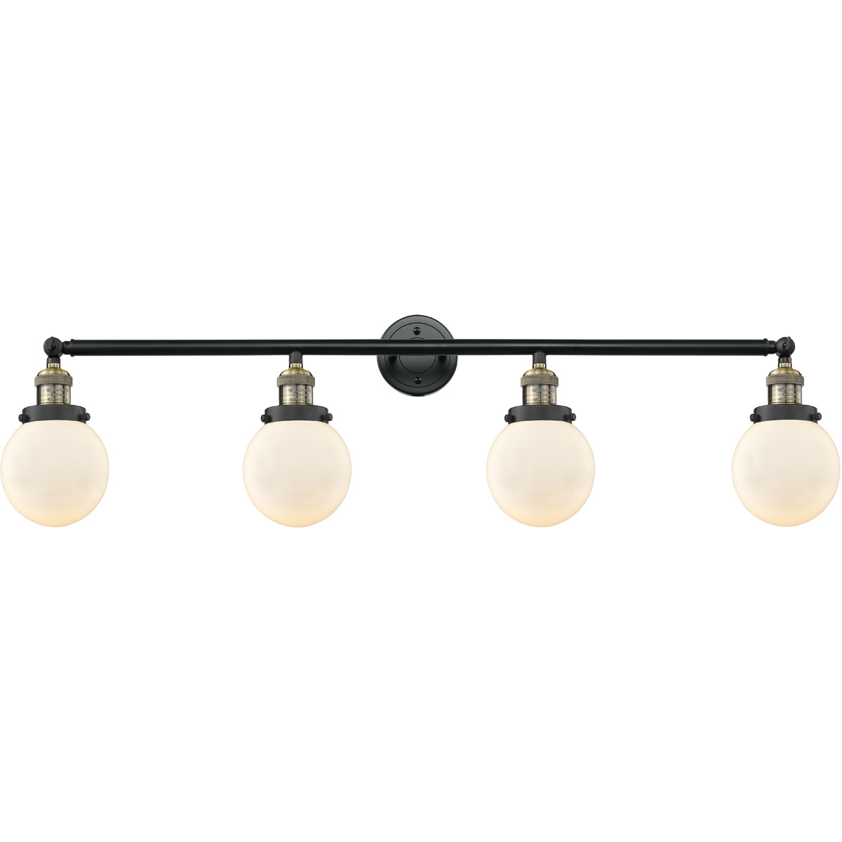 Innovations Lighting 215-BAB-G201-6-LED Franklin Restoration Beacon LED 42 inch Black Antique Brass Bath Vanity Light Wall Light in Matte White Glass,