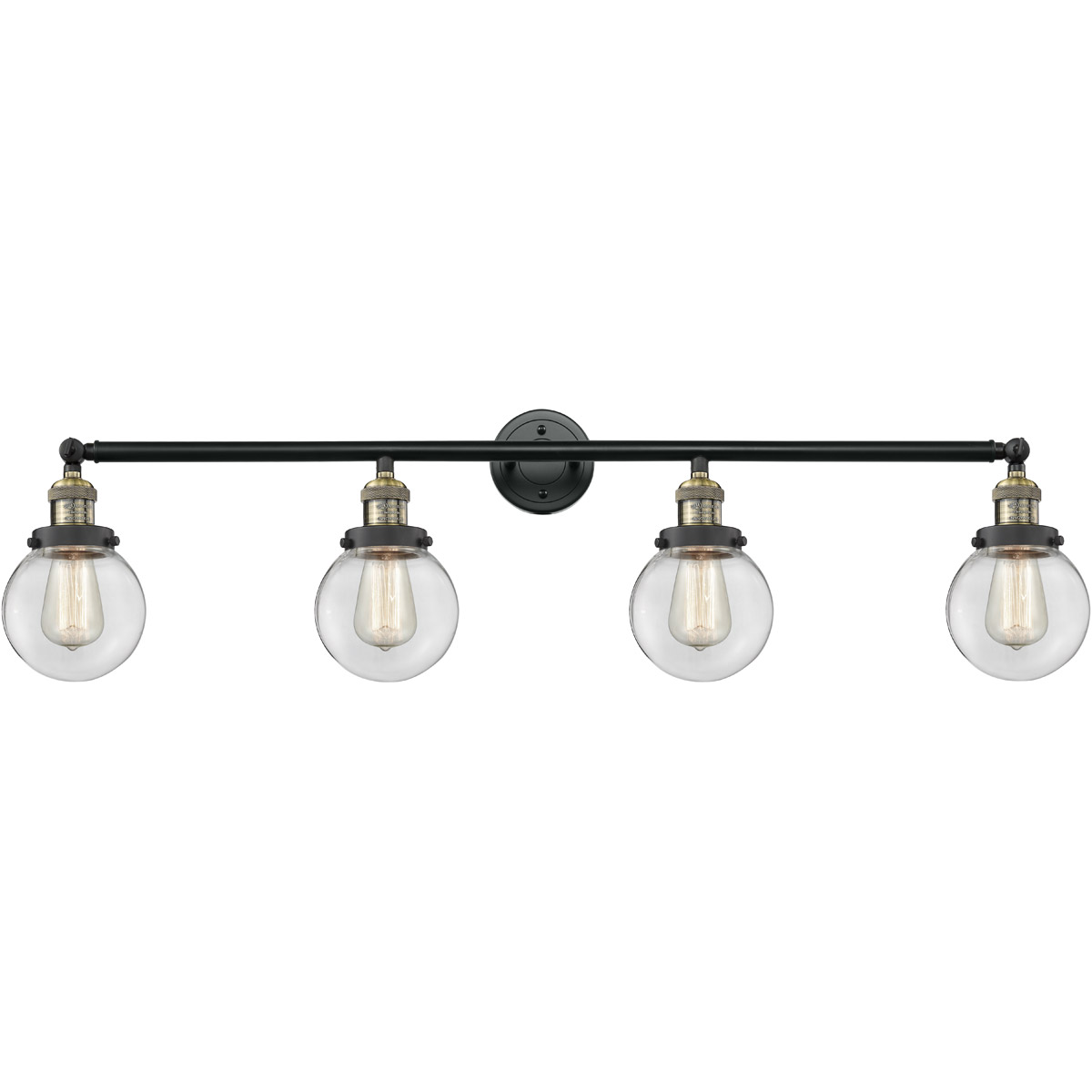Innovations Lighting 215-BAB-G202-6 Franklin Restoration Beacon 4 Light 42 inch Black Antique Brass Bath Vanity Light Wall Light in Clear Glass, Frank