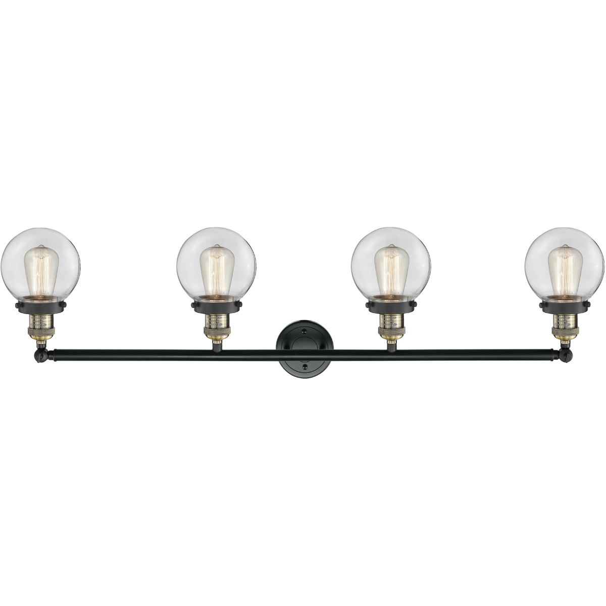Innovations Lighting 215-BAB-G202-6-LED Franklin Restoration Beacon LED 42 inch Black Antique Brass Bath Vanity Light Wall Light in Clear Glass, Frank