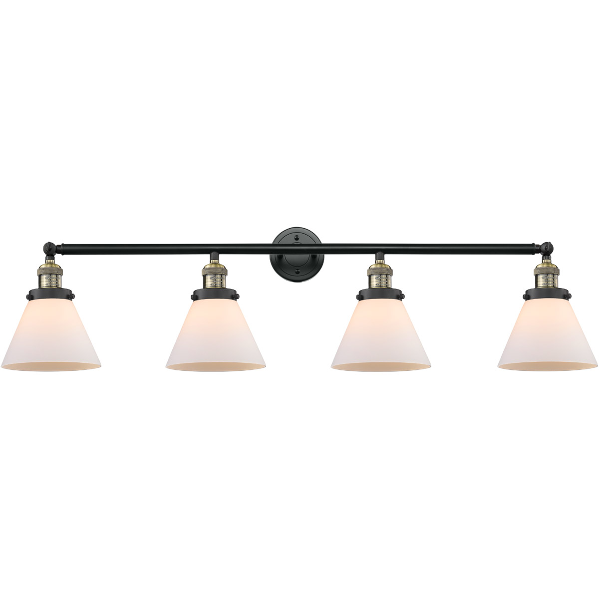 Innovations Lighting 215-BAB-G41 Franklin Restoration Large Cone 4 Light 44 inch Black Antique Brass Bath Vanity Light Wall Light in Matte White Glass
