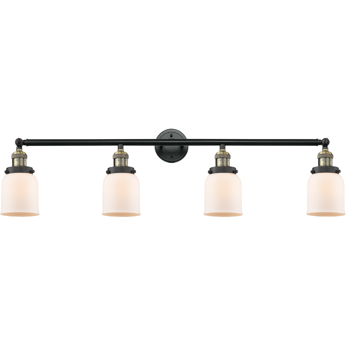 Innovations Lighting 215-BAB-G51-LED Franklin Restoration Small Bell LED 42 inch Black Antique Brass Bath Vanity Light Wall Light in Matte White Glass