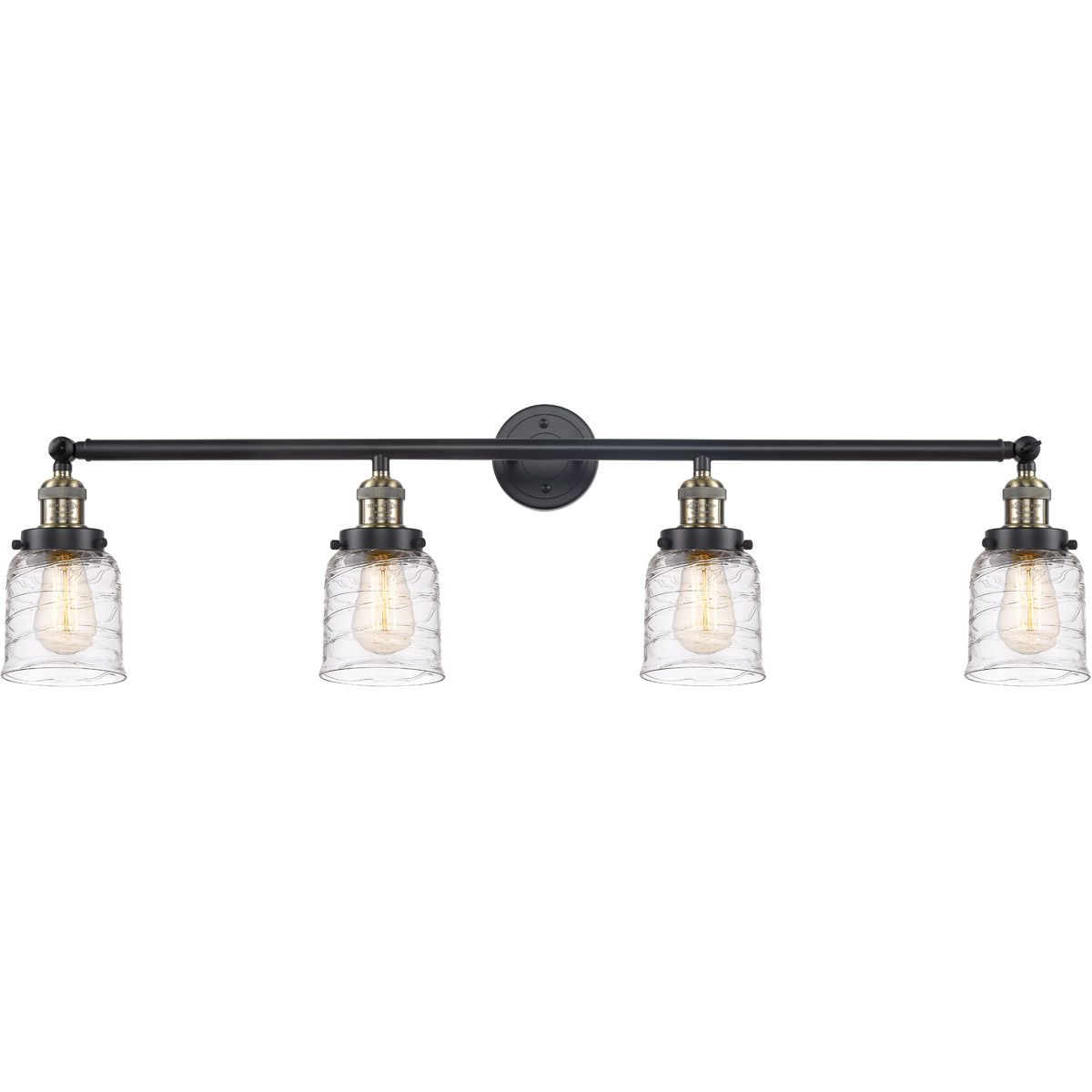 Innovations Lighting 215-BAB-G513-LED Franklin Restoration Bell LED 42 inch Black Antique Brass Bath Vanity Light Wall Light in Deco Swirl Glass