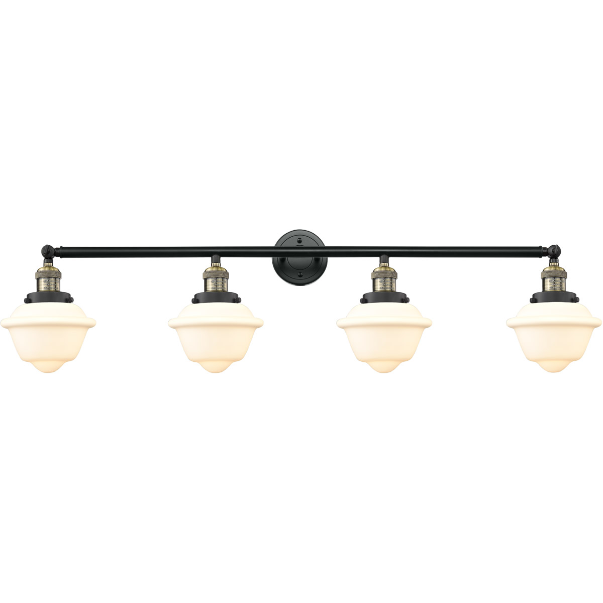 Innovations Lighting 215-BAB-G531 Franklin Restoration Small Oxford 4 Light 46 inch Black Antique Brass Bath Vanity Light Wall Light in Matte White Gl