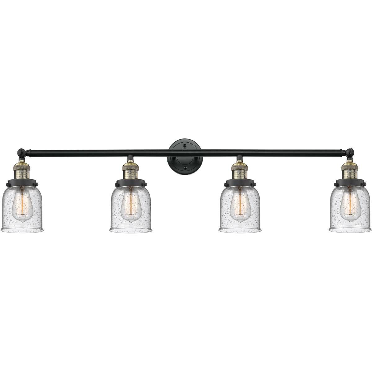 Innovations Lighting 215-BAB-G54-LED Franklin Restoration Small Bell LED 42 inch Black Antique Brass Bath Vanity Light Wall Light in Seedy Glass, Fran