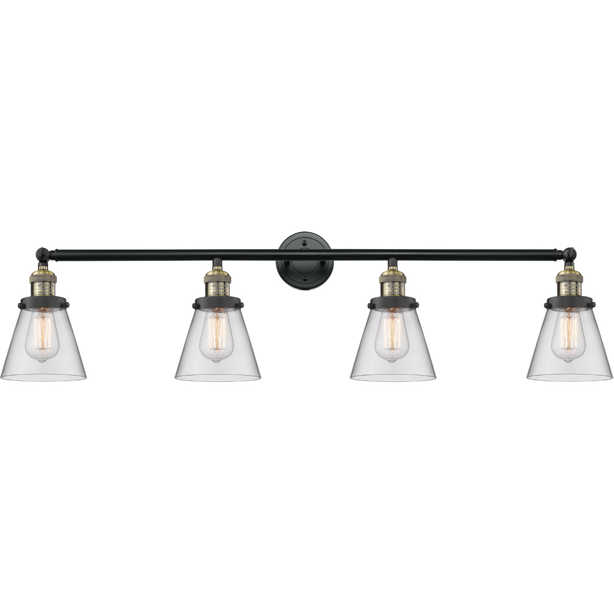 Innovations Lighting 215-BAB-G62 Franklin Restoration Small Cone 4 Light 42 inch Black Antique Brass Bath Vanity Light Wall Light in Clear Glass, Fran