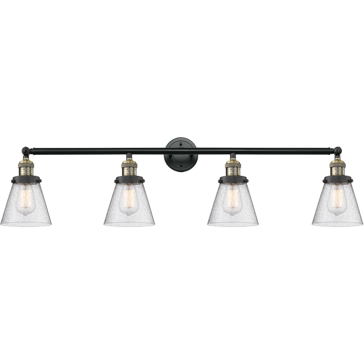 Innovations Lighting 215-BAB-G64 Franklin Restoration Small Cone 4 Light 42 inch Black Antique Brass Bath Vanity Light Wall Light in Seedy Glass, Fran