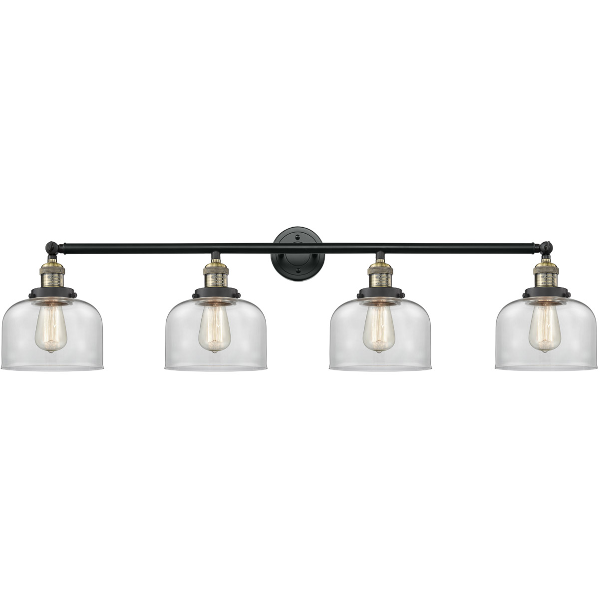 Innovations Lighting 215-BAB-G72-LED Franklin Restoration Large Bell LED 44 inch Black Antique Brass Bath Vanity Light Wall Light in Clear Glass, Fran