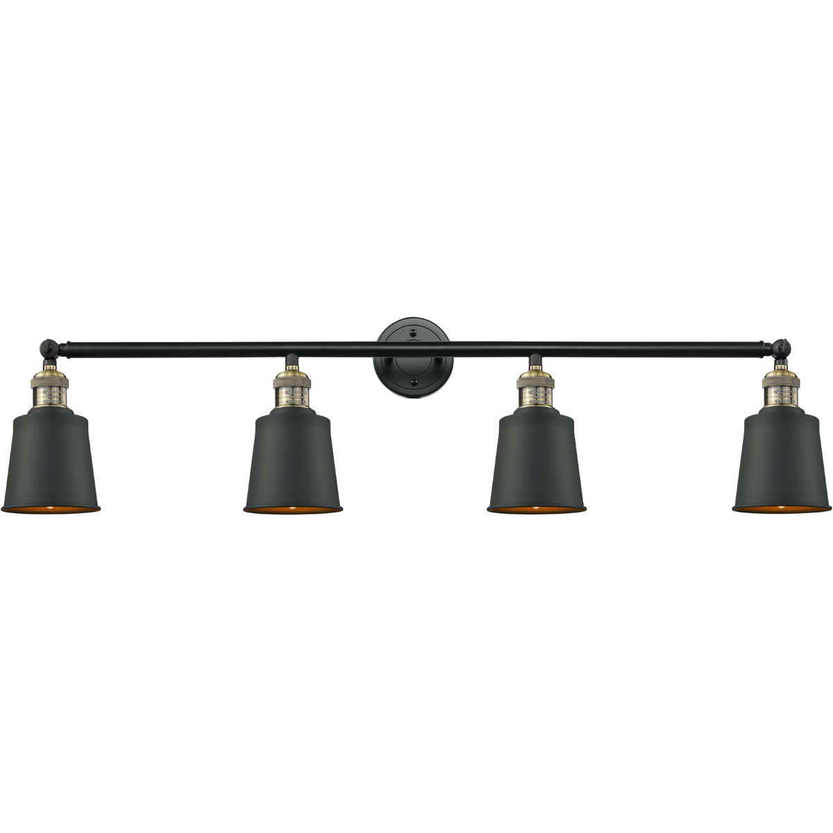 Innovations Lighting 215-BAB-M9-BK-LED Franklin Restoration Addison LED 42 inch Black Antique Brass Bath Vanity Light Wall Light in Matte Black, Frank