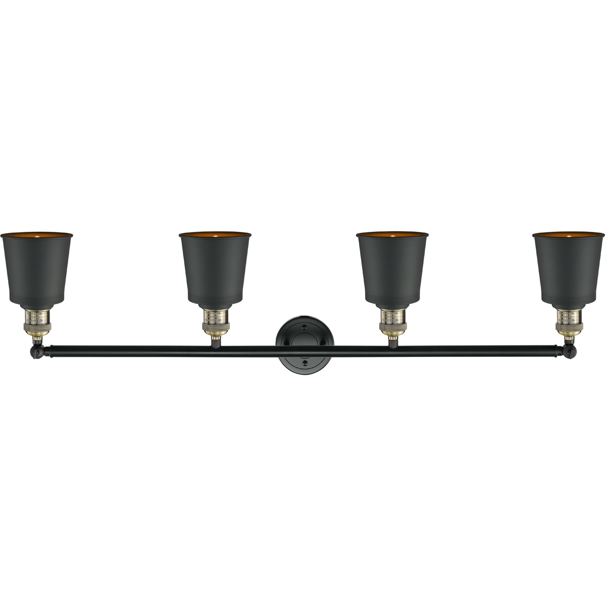 Innovations Lighting 215-BAB-M9-BK Franklin Restoration Addison 4 Light 42 inch Black Antique Brass Bath Vanity Light Wall Light in Matte Black, Frank