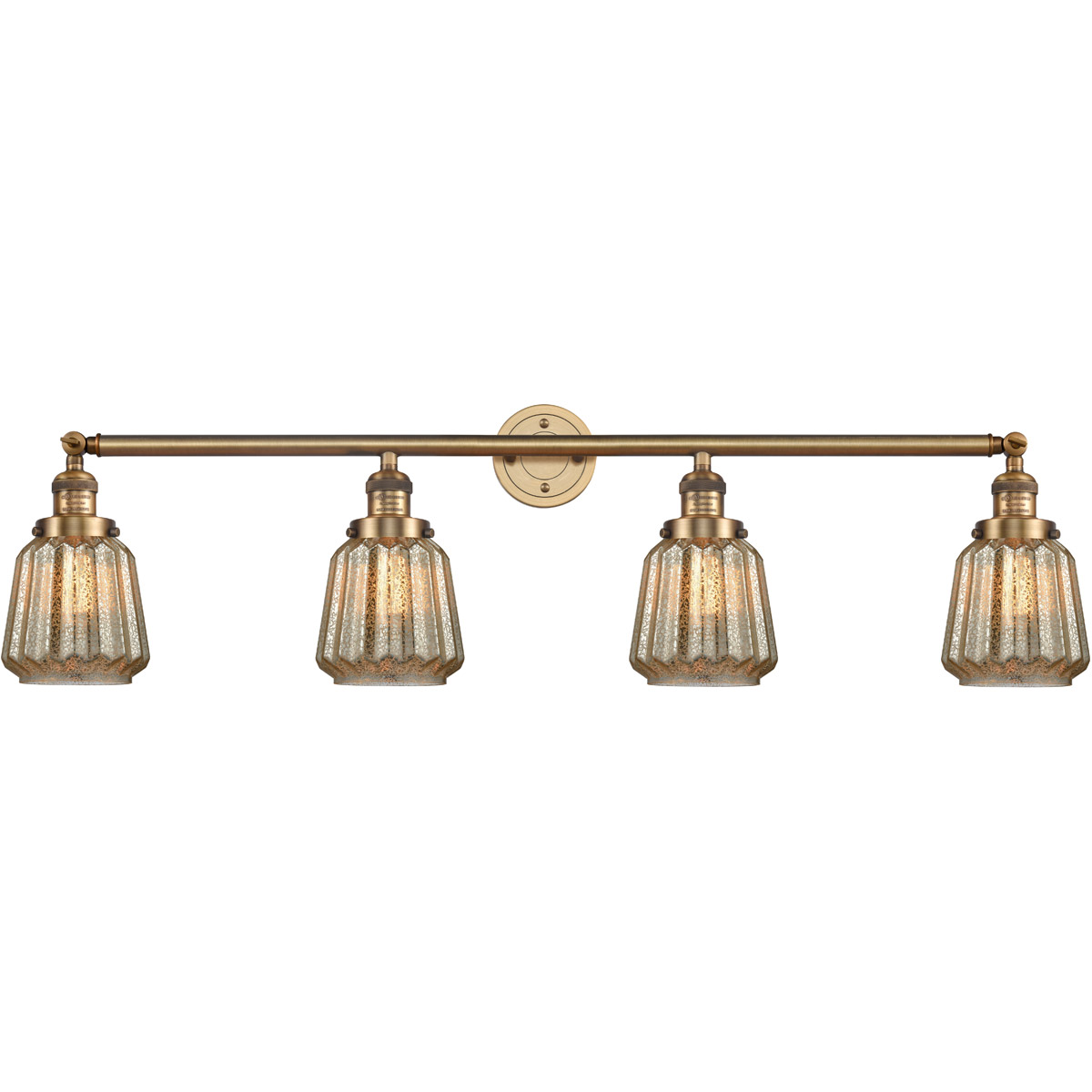 Innovations Lighting 215-BB-G146-LED Franklin Restoration Chatham LED 42 inch Brushed Brass Bath Vanity Light Wall Light in Mercury Glass, Franklin Re