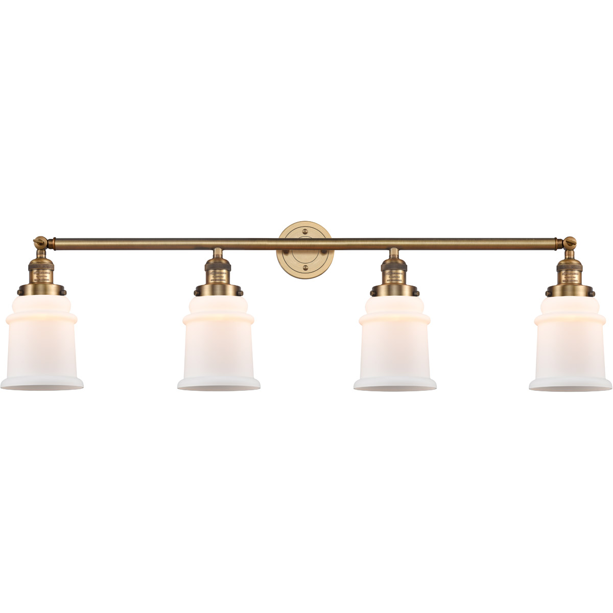 Innovations Lighting 215-BB-G181-LED Franklin Restoration Canton LED 42 inch Brushed Brass Bath Vanity Light Wall Light in Matte White Glass, Franklin