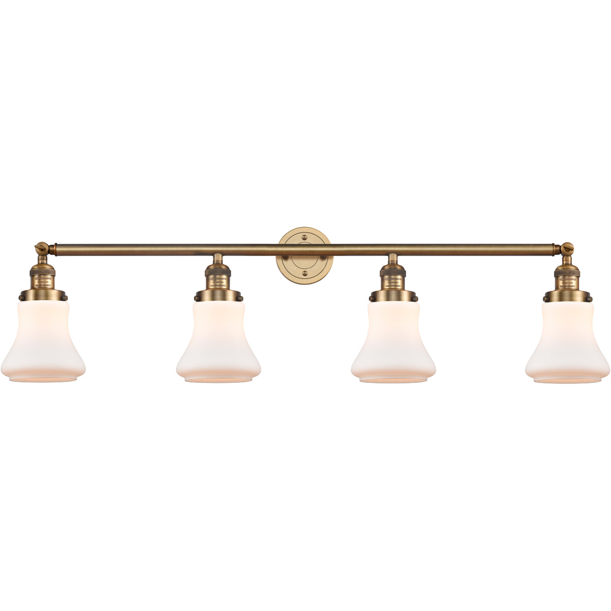 Innovations Lighting 215-BB-G191-LED Franklin Restoration Bellmont LED 42 inch Brushed Brass Bath Vanity Light Wall Light in Matte White Glass, Frankl