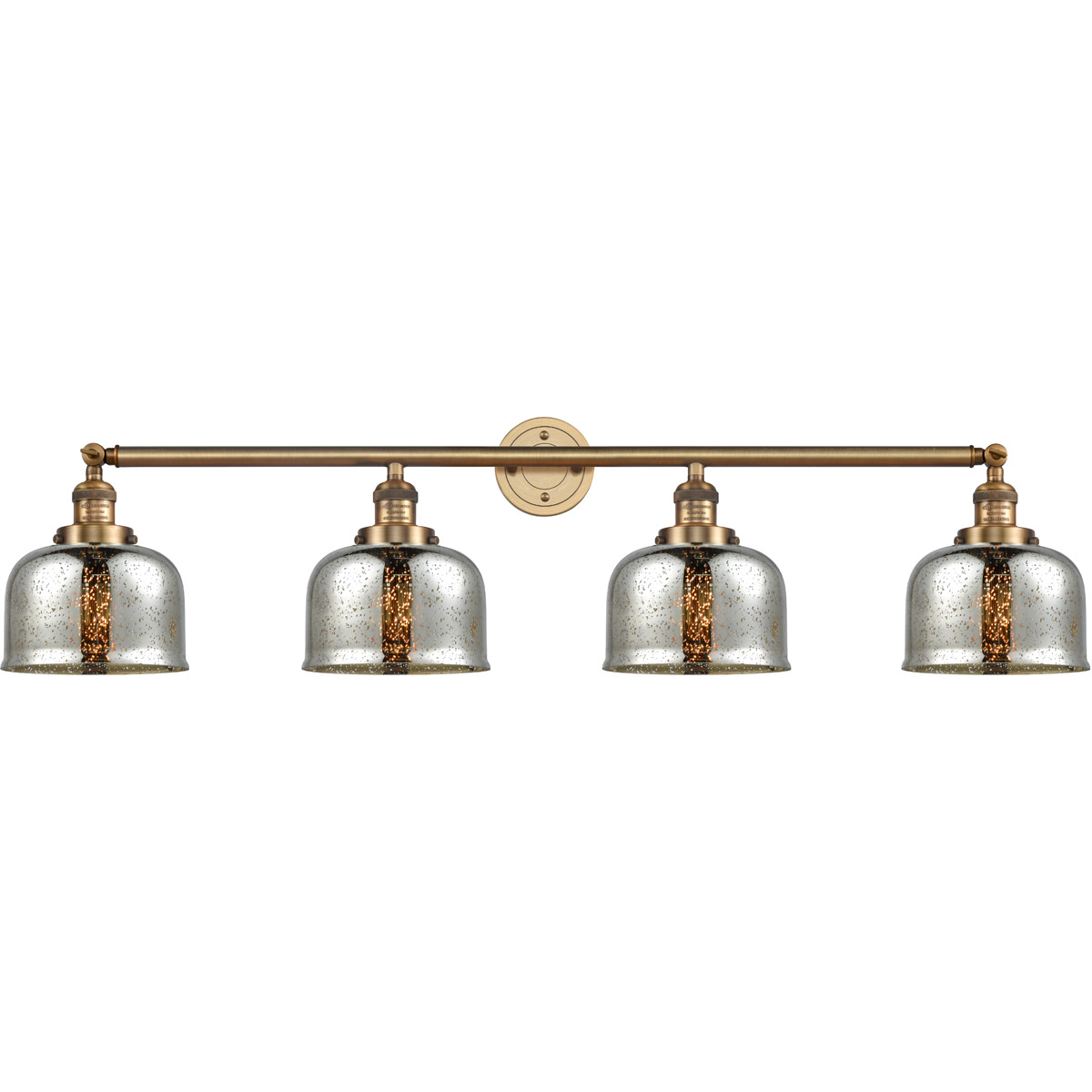 Innovations Lighting 215-BB-G78-LED Franklin Restoration Large Bell LED 45 inch Brushed Brass Bath Vanity Light Wall Light in Silver Plated Mercury Gl