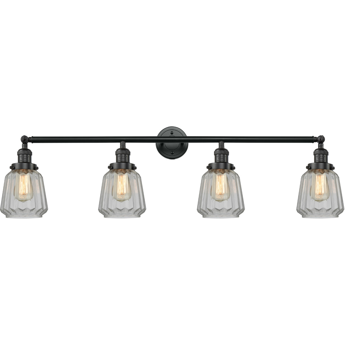 Innovations Lighting 215-BK-G142-LED Franklin Restoration Chatham LED 42 inch Matte Black Bath Vanity Light Wall Light in Clear Glass, Franklin Restor